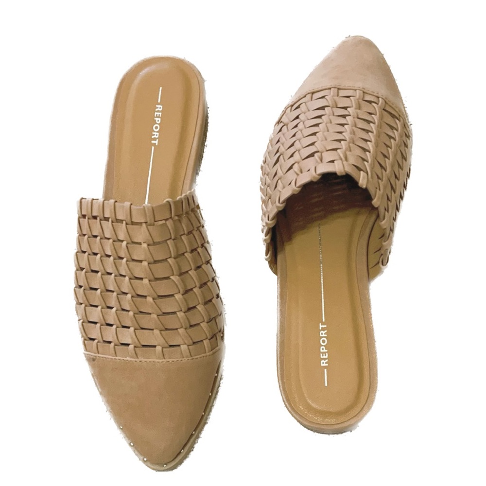 Report Woven Nude Mules Sliders